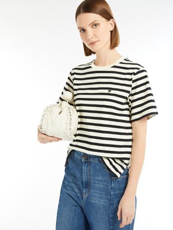 Beige t-shirt met blauwe strepen Satrapo Max Mara