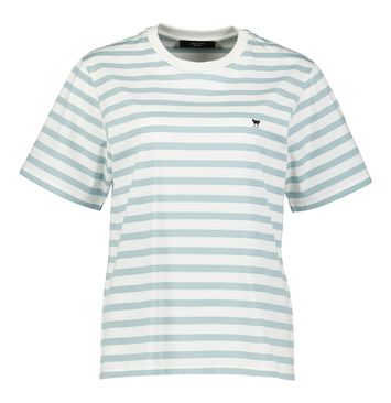 Muntgroen en ecru gestreepte katoenen t-shirt Satrapo Max Mara Weekend