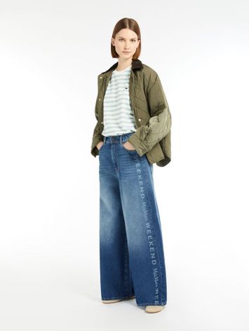 Muntgroen en ecru gestreepte katoenen t-shirt Satrapo Max Mara Weekend