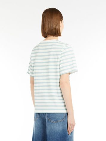 Muntgroen en ecru gestreepte katoenen t-shirt Satrapo Max Mara Weekend
