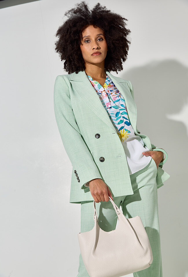 Lichtgroene geklede blazer Mogol Marella