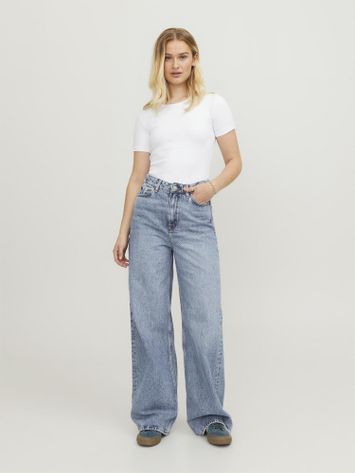 Blauwe jeans loose fit hoge taille JJXX