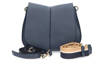 Donkerblauwe crossbody met breed lint Helena Round Gianni Chiarini