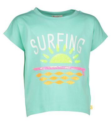 Tourqoise t-shirt met pailetten print Billieblush