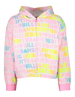 Billieblush Witte cardigan met rits en kap in fluo