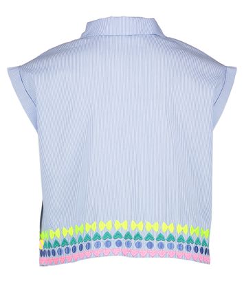 Blauwe gestreepte bloes met fluo detail Billieblush