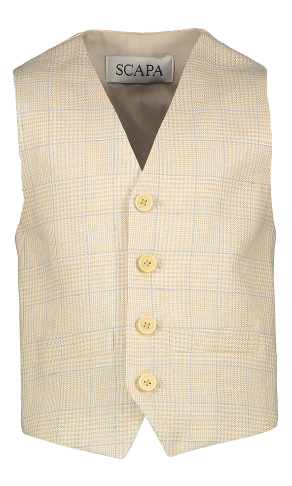 Beige zijden gilet met rastermotief Jull Scapa