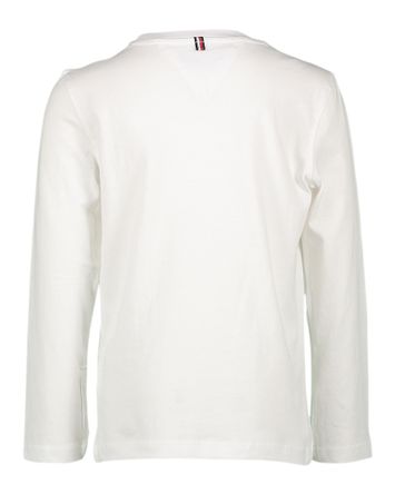 Witte tshirt met lange mouwen en klein logo op linkerborst Tommy Hilfiger