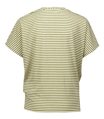 Kaki kleurige gestreepte t-shirt met glitterdraad Pawa Momoni