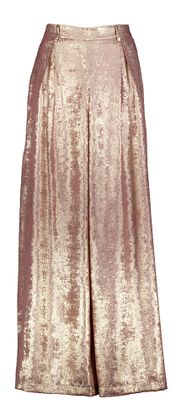 Momoni Goudkleurige glanzende soepelvallende broek Guava Pant