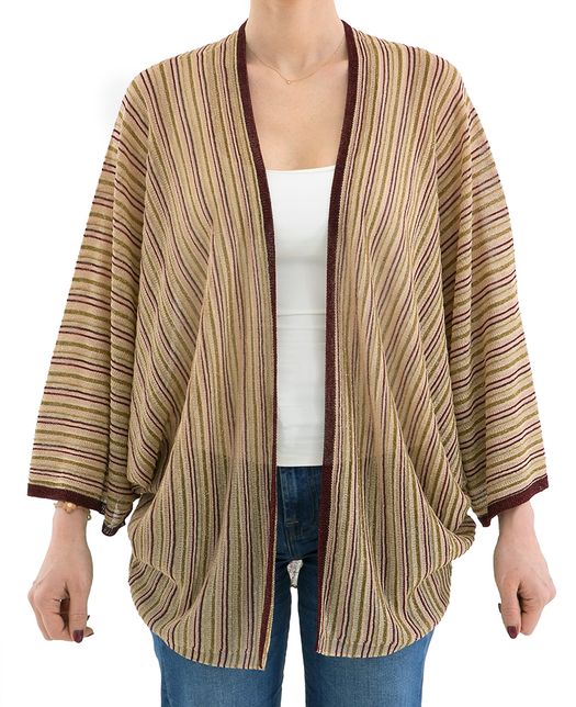 openvallende gestreepte gilet met glitterdraad Marambaia Momoni