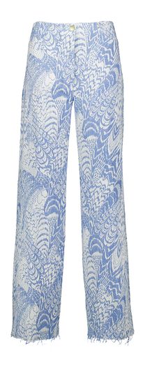 Wijdvallende broek met blauwe print en opgestikte zakken Maraba Momoni 