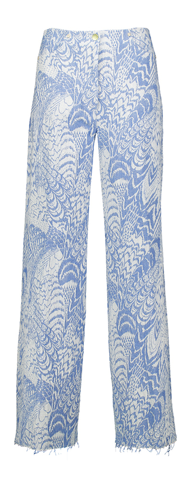 Wijdvallende broek met blauwe print en opgestikte zakken Maraba Momoni 