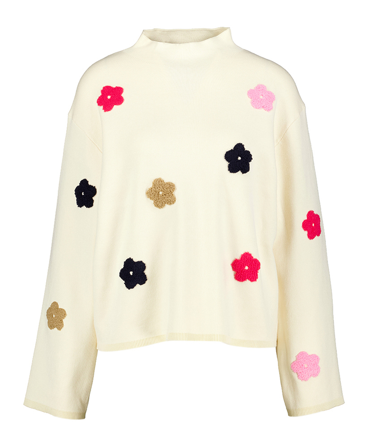 Ecru trui met bloemen Flow Numph