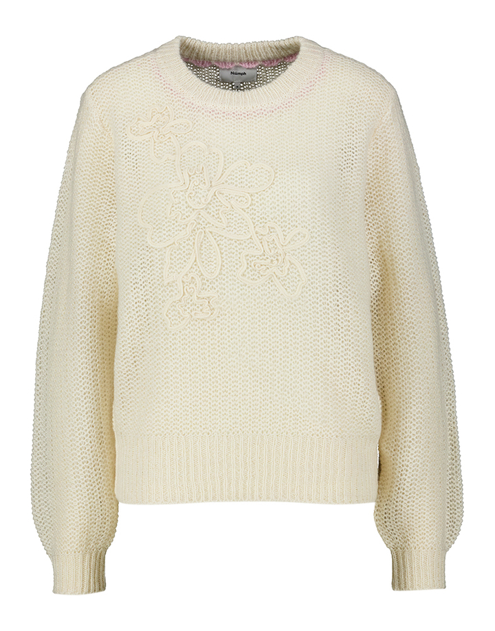 Beige gebreide trui Sidal Numph