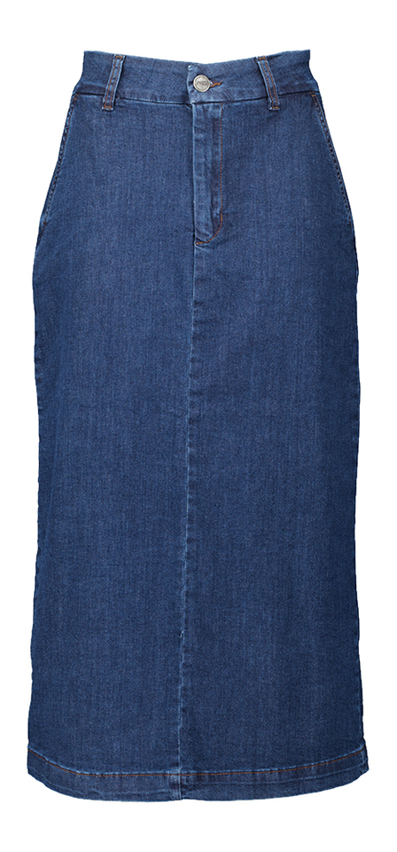 Blauwkleurige halflange jeansrok Amber Nümph