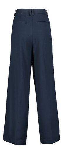 Donkerblauwe wijde broek met bandplooi Mathy Numph
