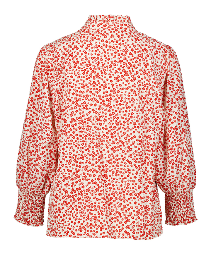 Ecru bloes met rode bloemen Iva Numph