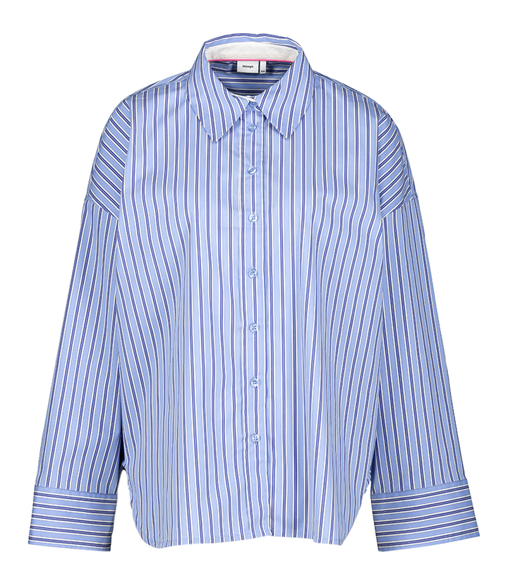 Blauwkleurige katoenen blouse met strepenmotief Eloise Shirt Numph