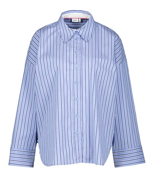 Blauwkleurige katoenen blouse met strepenmotief Eloise Shirt Numph
