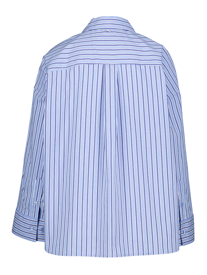 Blauwkleurige katoenen blouse met strepenmotief Eloise Shirt Numph