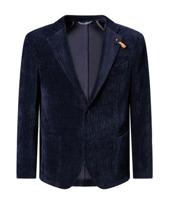 Ribfluwelen blauwe blazer Baldessarini
