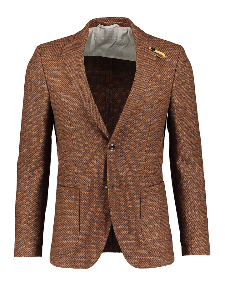Roestkleurige wollen blazer met motief Baldessarini