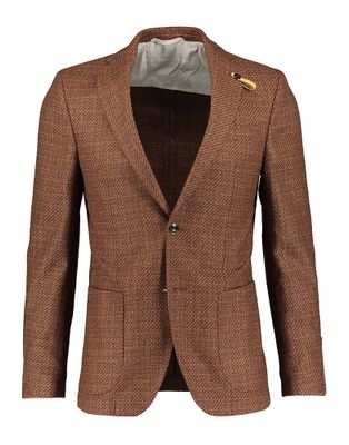 Roestkleurige wollen blazer met motief Baldessarini