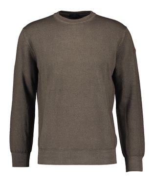 Paul & Shark Donkerbruine wollen pull met ronde hals