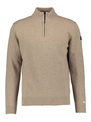 Lichtbruine wollen pull met korte rits Paul & Shark