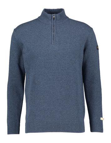 Blauwkleurige wollen pull met korte rits Paul & Shark