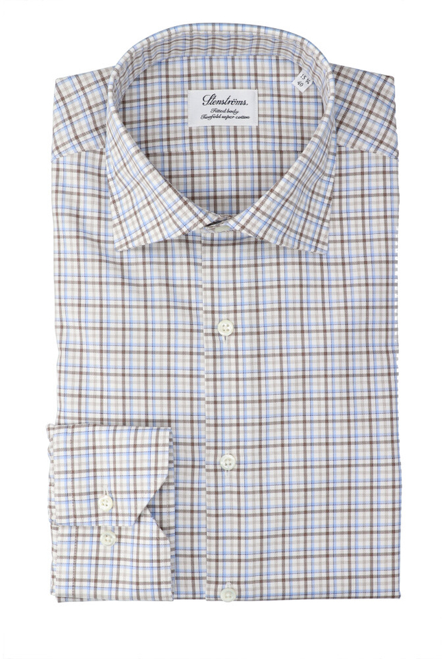 Geruit katoenen hemd ( regular fit) en lange mouwen stenströms 