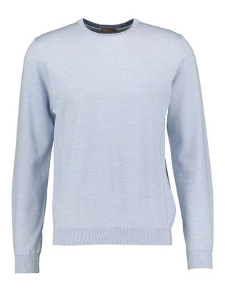 Stenströms Licht blauwe trui met patch op de elleboog in merino wol Stenstroms