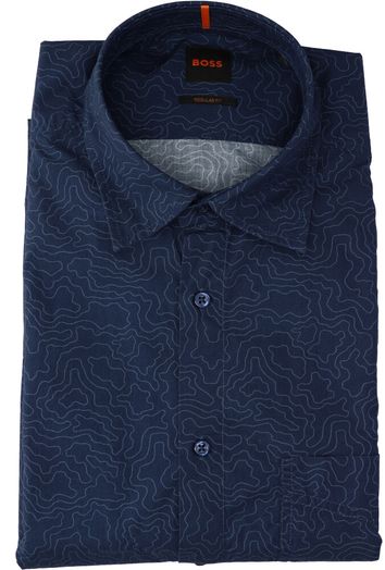 Donkerblauw katoenen hemd (regular fit) met lange mouwen Hugo Boss
