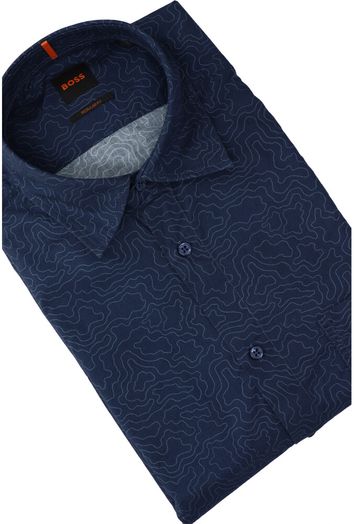 Donkerblauw katoenen hemd (regular fit) met lange mouwen Hugo Boss