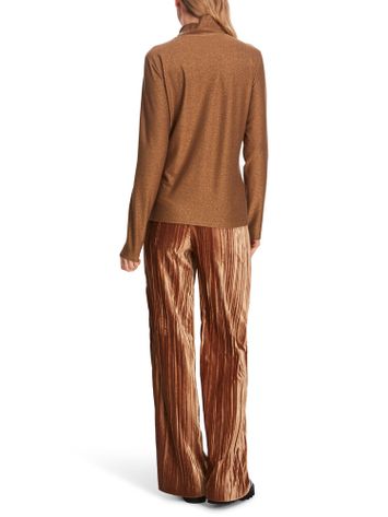 Roestkleurige lange t-shirt met glans en rolkraag Marc cain collections