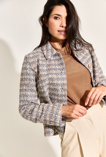 Roestkleurige lange t-shirt met glans en rolkraag Marc cain collections