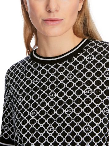 Zwarte jurk met witte print Marc Cain Sport