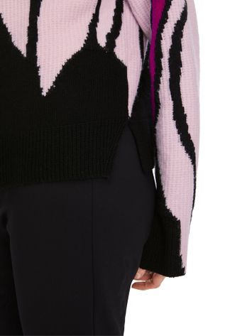 Zwarte wolen trui met roze bloemenprint Marc Cain Collections