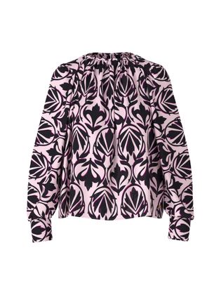 Marc Cain collections Licht roze bloes met zwarte print Marc Cain Collection