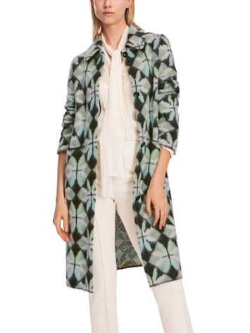 Multicolor wollen mantel in print Marc Cain collections