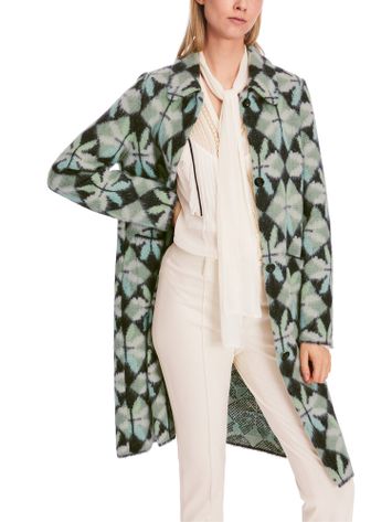 Multicolor wollen mantel in print Marc Cain collections