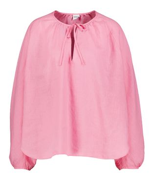 Aspesi Roze linnen oversized blouse met lange mouwen
