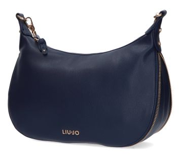 Donkerblauwe handtas met gouden details 
