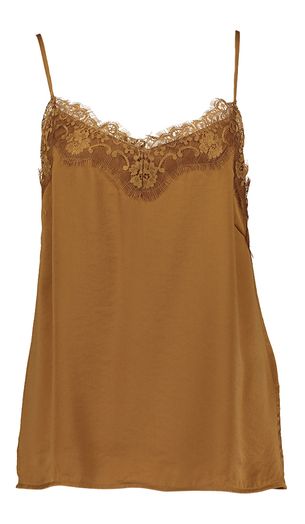 Bruine top met kanten afwerking Vicava Vila