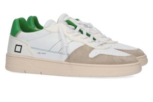 D.A.T.E Witte sneakers met groen accent