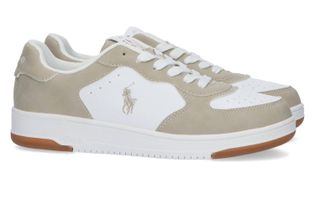 Ralph Lauren Beige en witte lage sneakers