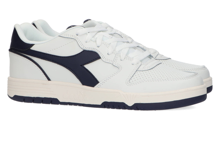Wit met blauw gestreepte lage sneakers Diadora