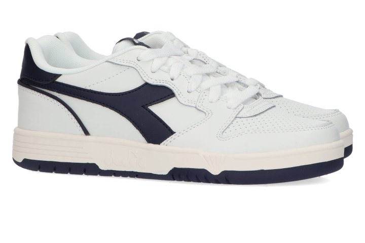 Wit met blauw gestreepte lage sneakers Diadora