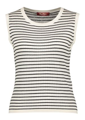 Max Mara Studio Ecru top in ribbel met zwarte strepen Valeria Max Mara